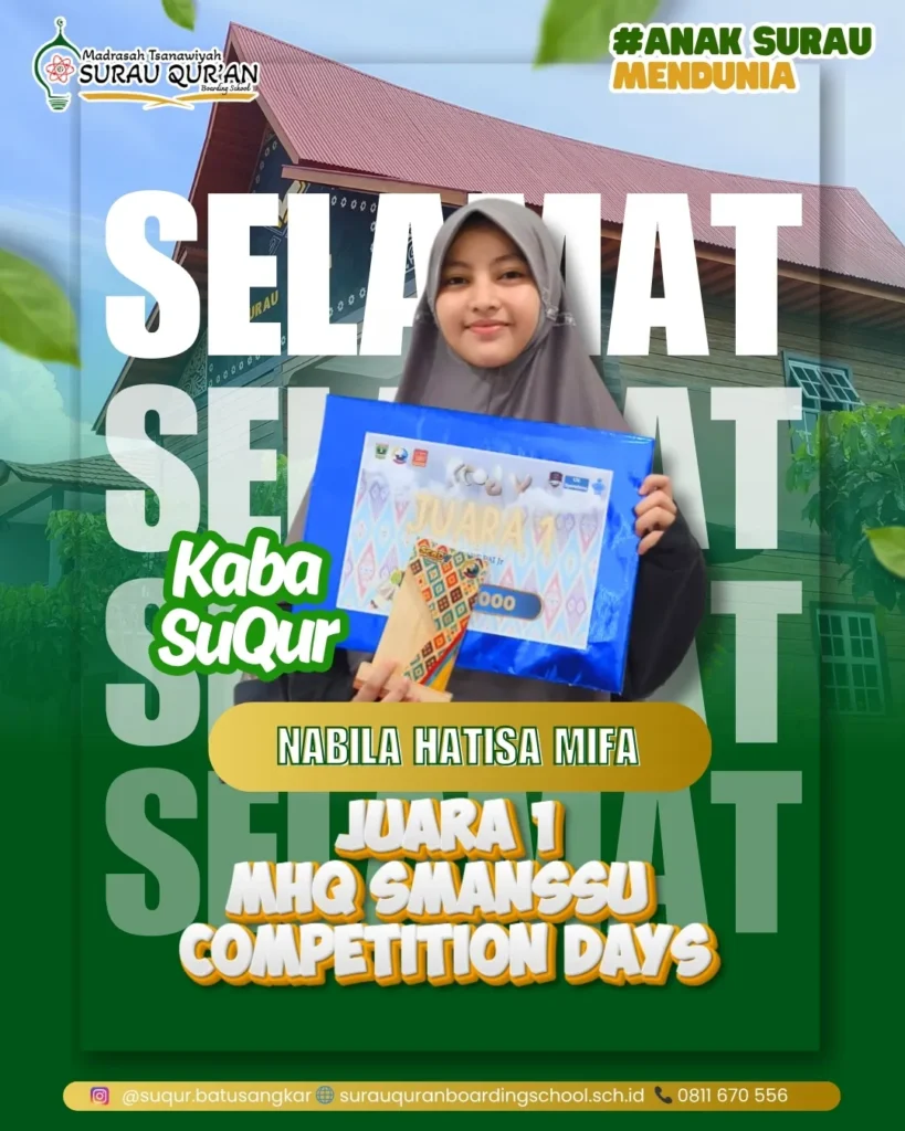 Nabila Hatisa Mifa santri Surau Qur'an juara 1 MHQ tingkat provinsi se-Sumatera Barat