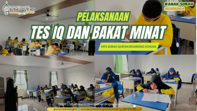 Santri kelas 8 dan 9 sedang mengikuti pelaksanaan Tes IQ dan Bakat Minat di MTs Surau Qur'an Batusangkar