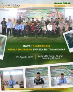Peserta Rapat Koordinasi Kepala Madrasah Swasta se-Kabupaten Tanah Datar di Aula MTs Surau Qur'an Boarding School