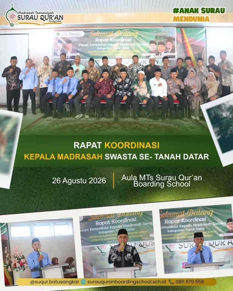 Peserta Rapat Koordinasi Kepala Madrasah Swasta se-Kabupaten Tanah Datar di Aula MTs Surau Qur'an Boarding School